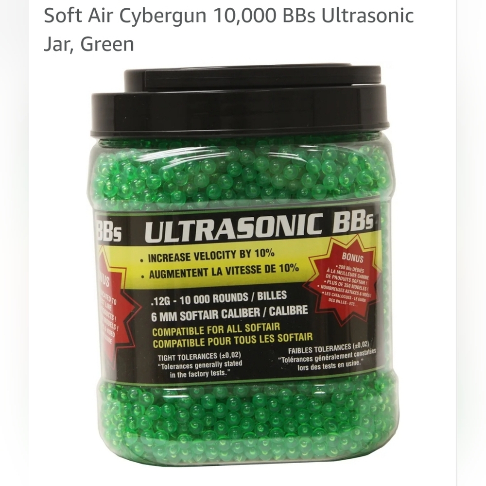 Un opened ultrasonic 10,000 round jar .12g airsoft BB 6mm Green